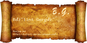 Bálint Gergő névjegykártya